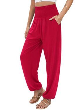 Wide Leg Harem Yoga Pants Boho Palazzo Joggers with Pockets